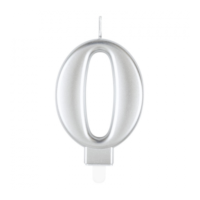 Κεράκι Νούμερο 0 Ασημί Μεταλλικό