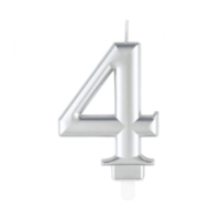 Κεράκι Νούμερο 4 Ασημί Μεταλλικό