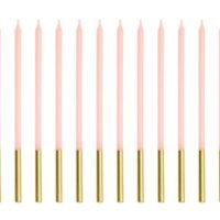 Κεράκια Ψηλά Ροζ και Χρυσό -12 τμχ.