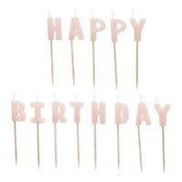 Κεράκια Ροζ Happy Birthday - 13 τμχ.