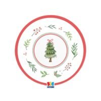 Πιάτα Χάρτινα Γλυκού Joyful Christmas - 6 τμχ.