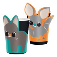 Ποτήρια Halloween Γάτα & Νυχτερίδα - 8 τmx.