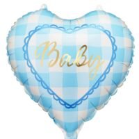 Μπαλόνι Καρδιά Baby - Γαλάζιο καρό