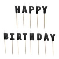 Κεράκια Happy Birthday Μαύρα - 13 τμχ.