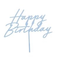Cake Topper Happy Birthday Απαλό Γαλάζιο