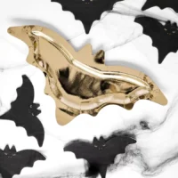 Χάρτινα Πιάτα Halloween Νυχτερίδα Χρυσά – 6 τμχ.