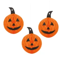 Κρεμαστές Διακοσμητικές Honeycomb Κολοκύθες Halloween – 3 τμχ.